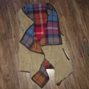 REVERSIBLE Sherpa Plaid Vest One Size